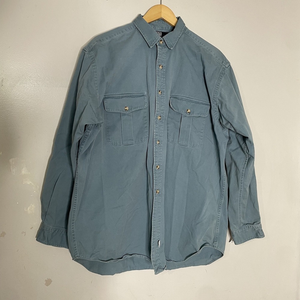 VTG 90s Polo Ralph Lauren Shirt‎ Mens L Blue Twill Workwear Button Up Made USA - Picture 2 of 6